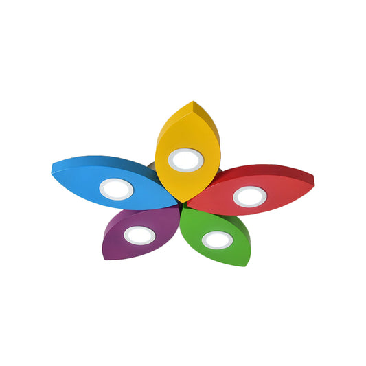 Floral Playing Room Flush Lamp Metallic LED Cartoon Close to Ceiling Lighting Fixture in Yellow Clearhalo 'Ceiling Lights' 'Close To Ceiling Lights' 'Close to ceiling' 'Flush mount' Lighting' 1867527