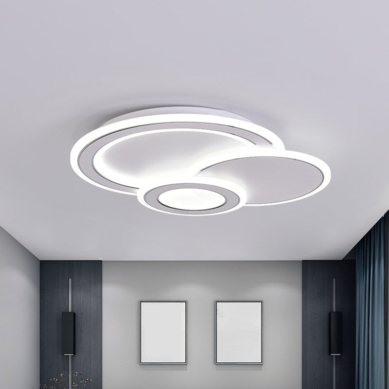 Metal Round/Oval/Rectangle Flush Light Minimalist LED Black and White Ceiling Mounted Fixture for Guest Room Black-White Round Clearhalo 'Ceiling Lights' 'Close To Ceiling Lights' 'Close to ceiling' 'Flush mount' Lighting' 1867530