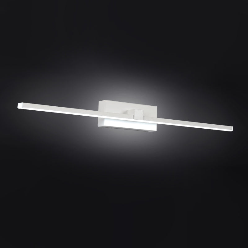 White Rectangle Vanity Lamp Minimalist 16"/19.5" L LED Metal Wall Mounted Light Fixture in Warm/White Light Clearhalo 'Cast Iron' 'Glass' 'Industrial' 'Modern wall lights' 'Modern' 'Tiffany' 'Traditional wall lights' 'Vanity Lights' 'Wall Lights' Lighting' 1867546