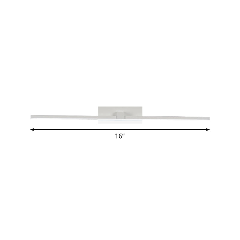 White Rectangle Vanity Lamp Minimalist 16"/19.5" L LED Metal Wall Mounted Light Fixture in Warm/White Light Clearhalo 'Cast Iron' 'Glass' 'Industrial' 'Modern wall lights' 'Modern' 'Tiffany' 'Traditional wall lights' 'Vanity Lights' 'Wall Lights' Lighting' 1867547