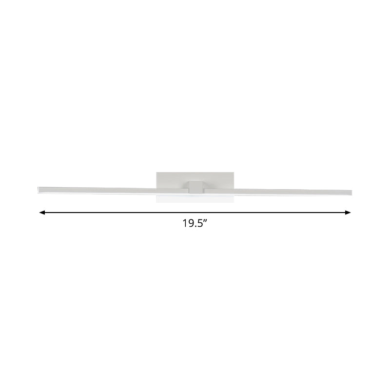 White Rectangle Vanity Lamp Minimalist 16"/19.5" L LED Metal Wall Mounted Light Fixture in Warm/White Light Clearhalo 'Cast Iron' 'Glass' 'Industrial' 'Modern wall lights' 'Modern' 'Tiffany' 'Traditional wall lights' 'Vanity Lights' 'Wall Lights' Lighting' 1867548