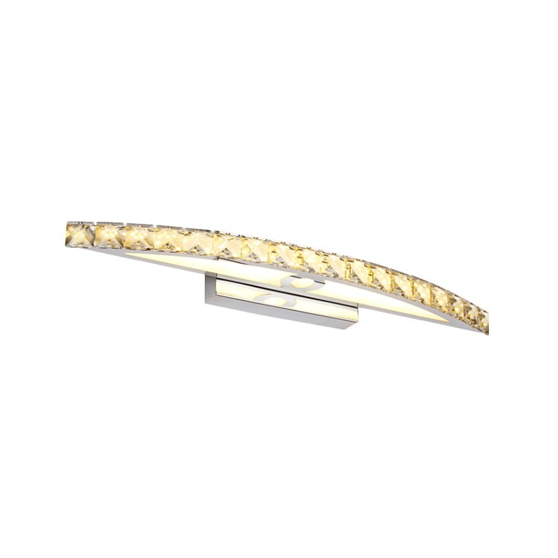 Curvy Bathroom Wall Mounted Vanity Light Clear/Champagne Crystal LED Minimal Mirror Lamp in Warm/White Light Clearhalo 'Cast Iron' 'Glass' 'Industrial' 'Modern wall lights' 'Modern' 'Tiffany' 'Traditional wall lights' 'Vanity Lights' 'Wall Lights' Lighting' 1867550