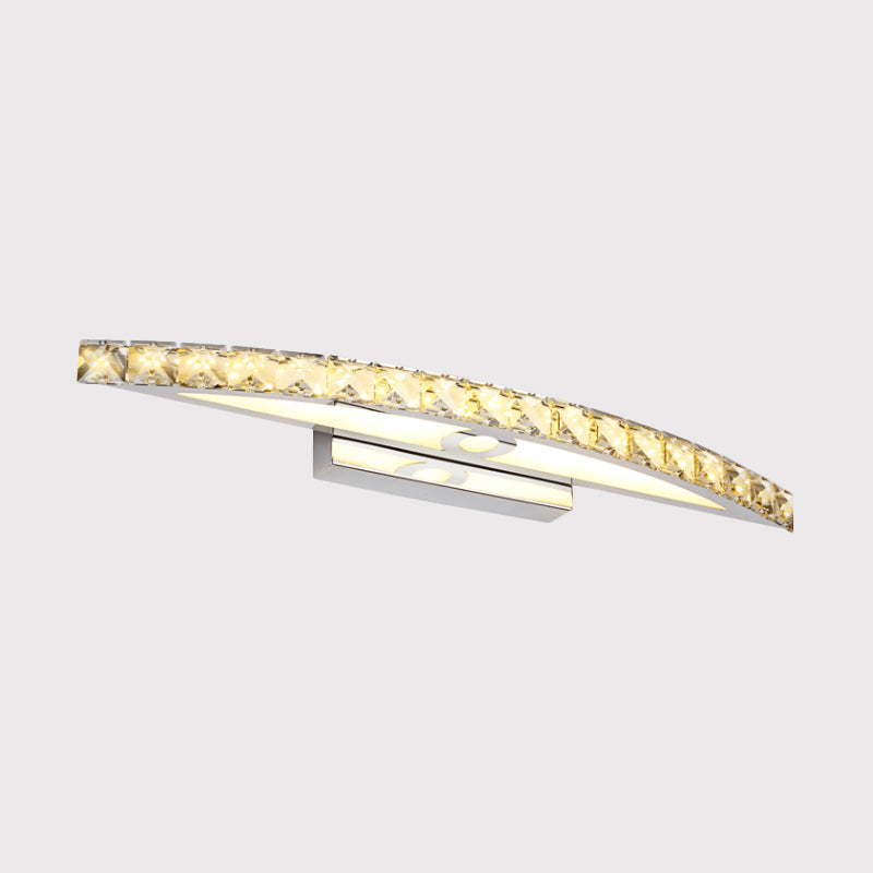 Curvy Bathroom Wall Mounted Vanity Light Clear/Champagne Crystal LED Minimal Mirror Lamp in Warm/White Light Clearhalo 'Cast Iron' 'Glass' 'Industrial' 'Modern wall lights' 'Modern' 'Tiffany' 'Traditional wall lights' 'Vanity Lights' 'Wall Lights' Lighting' 1867551