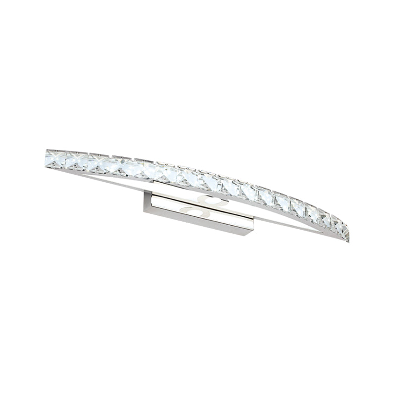 Curvy Bathroom Wall Mounted Vanity Light Clear/Champagne Crystal LED Minimal Mirror Lamp in Warm/White Light Clearhalo 'Cast Iron' 'Glass' 'Industrial' 'Modern wall lights' 'Modern' 'Tiffany' 'Traditional wall lights' 'Vanity Lights' 'Wall Lights' Lighting' 1867555