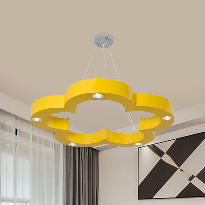 Kids LED Ceiling Hang Fixture with Acrylic Shade Yellow Flower Chandelier Lighting Clearhalo 'Ceiling Lights' 'Chandeliers' Lighting' options 1867577