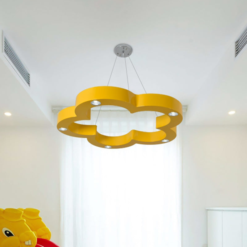 Kids LED Ceiling Hang Fixture with Acrylic Shade Yellow Flower Chandelier Lighting Clearhalo 'Ceiling Lights' 'Chandeliers' Lighting' options 1867578