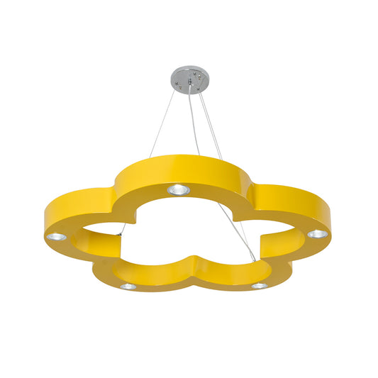 Kids LED Ceiling Hang Fixture with Acrylic Shade Yellow Flower Chandelier Lighting Clearhalo 'Ceiling Lights' 'Chandeliers' Lighting' options 1867579