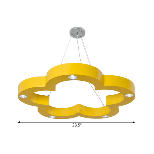 Kids LED Ceiling Hang Fixture with Acrylic Shade Yellow Flower Chandelier Lighting Clearhalo 'Ceiling Lights' 'Chandeliers' Lighting' options 1867580