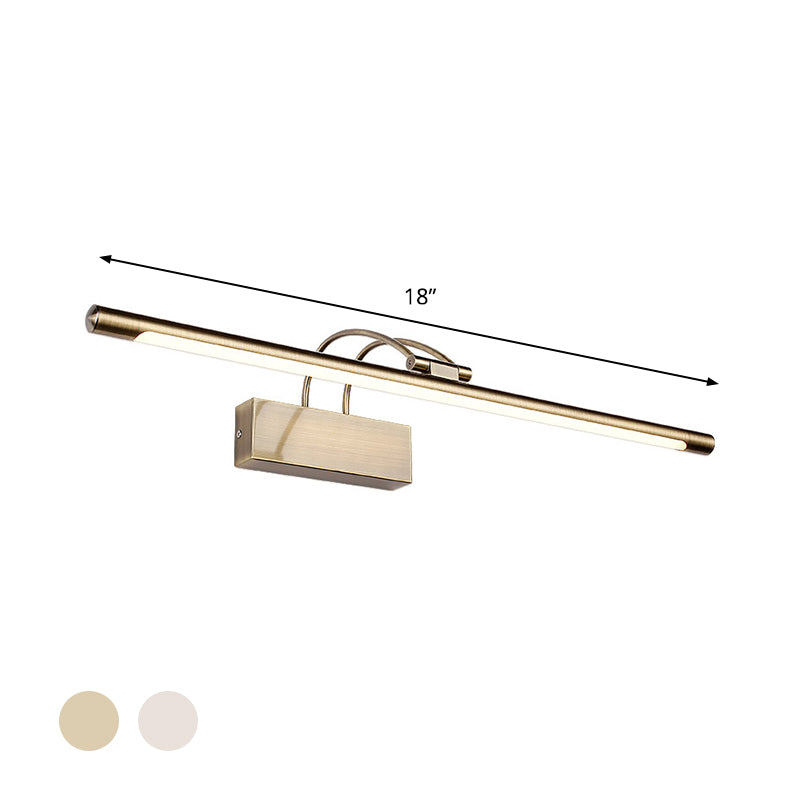 Slim Vanity Lighting Ideas Modern Metallic Brass/Nickel Finish LED Sconce Light Fixture in Warm/White Light Clearhalo 'Cast Iron' 'Glass' 'Industrial' 'Modern wall lights' 'Modern' 'Tiffany' 'Traditional wall lights' 'Vanity Lights' 'Wall Lights' Lighting' 1867629