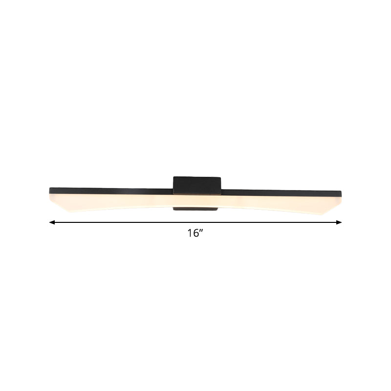 Contemporary Curved Vanity Lighting Fixture Acrylic LED Bathroom Sconce Light in Black, Warm/White Light Clearhalo 'Modern wall lights' 'Modern' 'Vanity Lights' 'Wall Lights' Lighting' 1867637