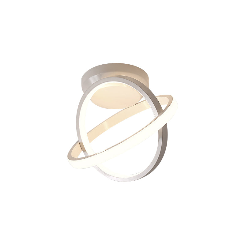 Ring Close to Ceiling Lamp Minimalism Metallic Black/White LED Flushmount Lighting in Warm/White Light Clearhalo 'Ceiling Lights' 'Close To Ceiling Lights' 'Close to ceiling' 'Flush mount' Lighting' 1867644