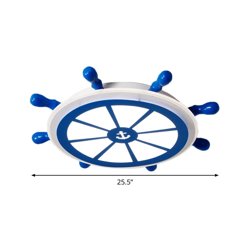 Acrylic Rudder Flushmount Lighting Kids LED Blue Flush Ceiling Light Fixture for Kindergarten Clearhalo 'Ceiling Lights' 'Close To Ceiling Lights' 'Close to ceiling' 'Flush mount' Lighting' 1867661