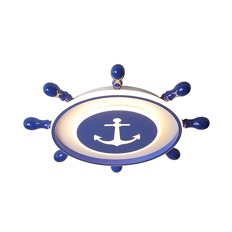 Circle Ceiling Mounted Light Nordic Acrylic LED Bedroom Flush Lamp Fixture with Rudder Design in Blue Clearhalo 'Ceiling Lights' 'Close To Ceiling Lights' 'Close to ceiling' 'Flush mount' Lighting' 1867673