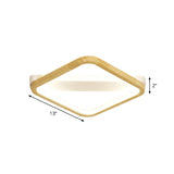 Rhombus Sleeping Room Ceiling Fixture Wood 13"/17"/21" Width LED Minimalism Flush Mount Light in Beige Clearhalo 'Ceiling Lights' 'Close To Ceiling Lights' 'Close to ceiling' 'Flush mount' Lighting' 1867678