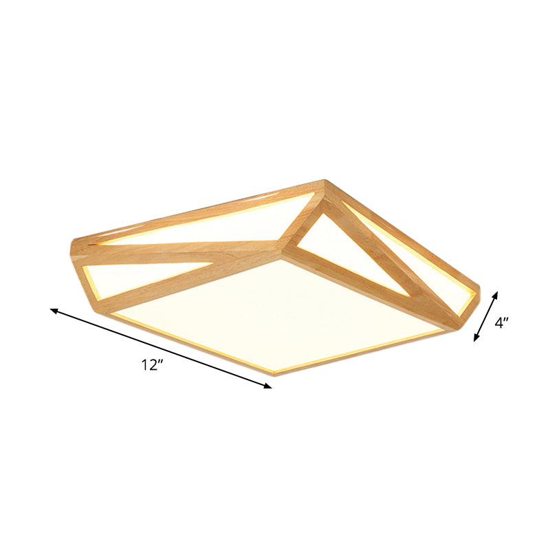 Contemporary Square Ceiling Lamp Wood Sleeping Room 12"/18" W LED Flush Mount Lighting in Beige, Warm/White Light Clearhalo 'Ceiling Lights' 'Close To Ceiling Lights' 'Close to ceiling' 'Flush mount' Lighting' 1867685