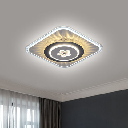 Nordic Square Flush Mount Lighting Acrylic LED Parlor Ceiling Light Fixture with Round/Heart Design in Grey Grey A Clearhalo 'Ceiling Lights' 'Close To Ceiling Lights' 'Close to ceiling' 'Flush mount' Lighting' 1867691