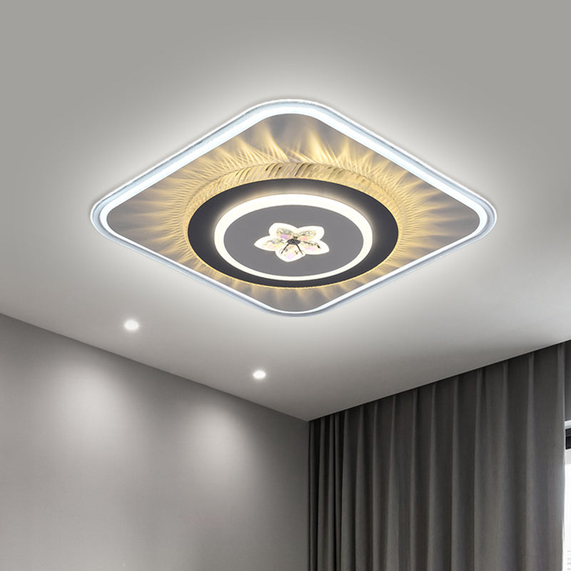 Nordic Square Flush Mount Lighting Acrylic LED Parlor Ceiling Light Fixture with Round/Heart Design in Grey Clearhalo 'Ceiling Lights' 'Close To Ceiling Lights' 'Close to ceiling' 'Flush mount' Lighting' 1867692