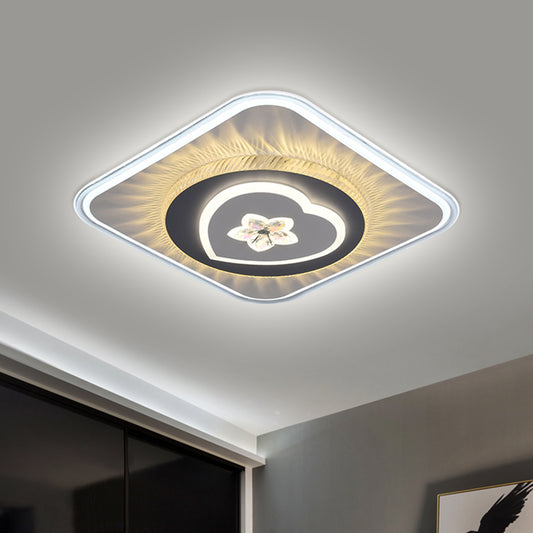 Nordic Square Flush Mount Lighting Acrylic LED Parlor Ceiling Light Fixture with Round/Heart Design in Grey Grey B Clearhalo 'Ceiling Lights' 'Close To Ceiling Lights' 'Close to ceiling' 'Flush mount' Lighting' 1867695