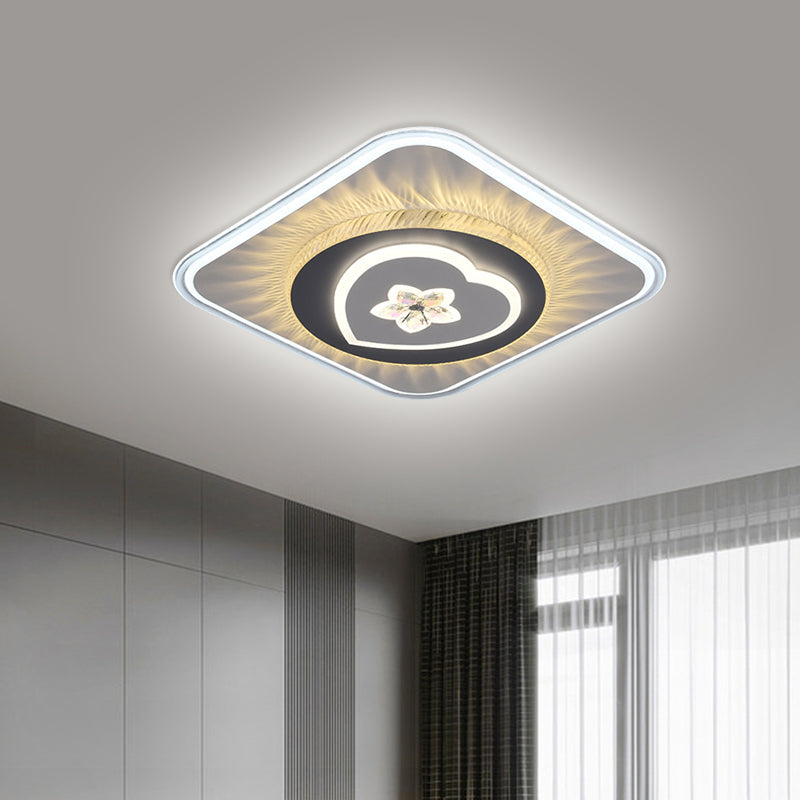 Nordic Square Flush Mount Lighting Acrylic LED Parlor Ceiling Light Fixture with Round/Heart Design in Grey Clearhalo 'Ceiling Lights' 'Close To Ceiling Lights' 'Close to ceiling' 'Flush mount' Lighting' 1867696