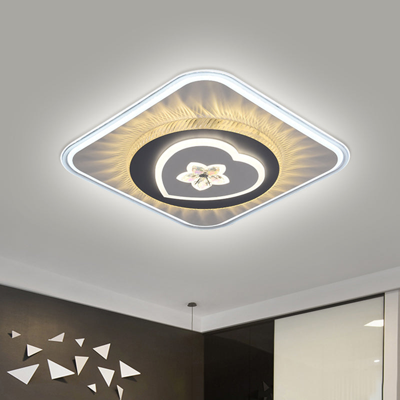 Nordic Square Flush Mount Lighting Acrylic LED Parlor Ceiling Light Fixture with Round/Heart Design in Grey Clearhalo 'Ceiling Lights' 'Close To Ceiling Lights' 'Close to ceiling' 'Flush mount' Lighting' 1867697