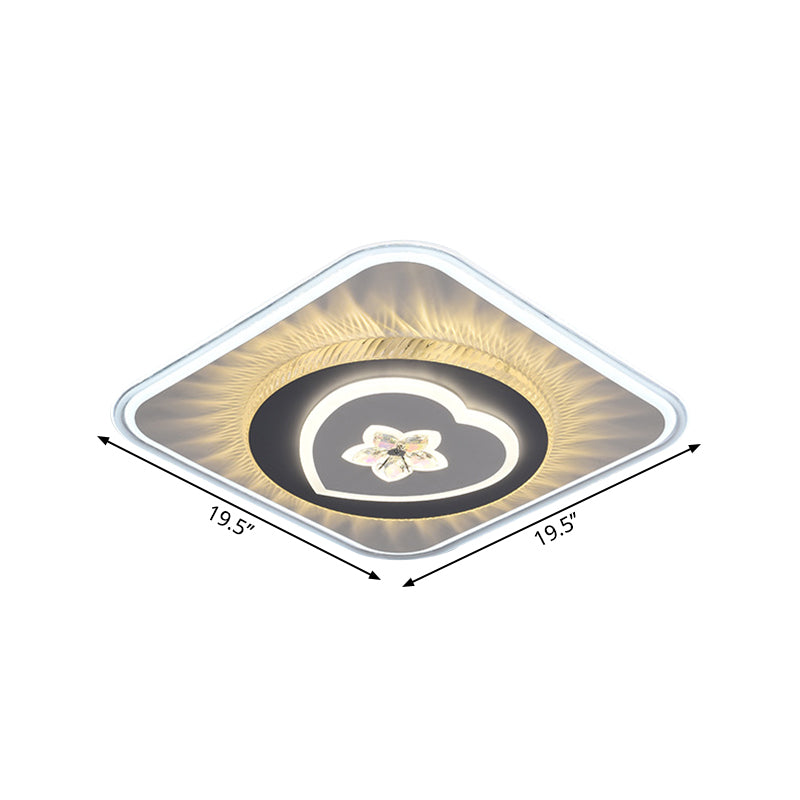 Nordic Square Flush Mount Lighting Acrylic LED Parlor Ceiling Light Fixture with Round/Heart Design in Grey Clearhalo 'Ceiling Lights' 'Close To Ceiling Lights' 'Close to ceiling' 'Flush mount' Lighting' 1867699