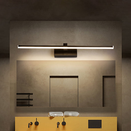 Shower Room LED Vanity Light Fixture Simple Black Wall Sconce with Straight Metal Shade in Warm/White Light Black Clearhalo 'Cast Iron' 'Glass' 'Industrial' 'Modern wall lights' 'Modern' 'Tiffany' 'Traditional wall lights' 'Vanity Lights' 'Wall Lights' Lighting' 1867704