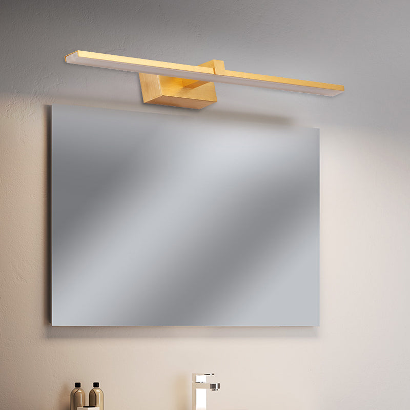 Simple LED Vanity Sconce Gold Straight Wall Mount Light Fixture with Metallic Shade in Warm/White Light Gold Clearhalo 'Cast Iron' 'Glass' 'Industrial' 'Modern wall lights' 'Modern' 'Tiffany' 'Traditional wall lights' 'Vanity Lights' 'Wall Lights' Lighting' 1867713
