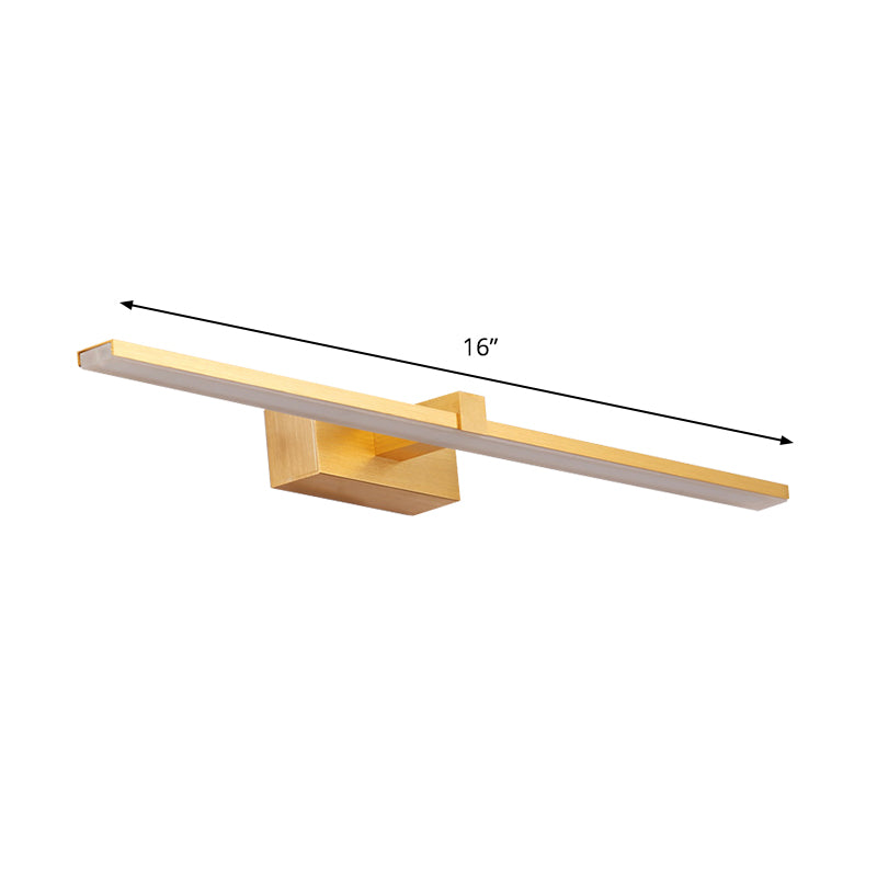 Simple LED Vanity Sconce Gold Straight Wall Mount Light Fixture with Metallic Shade in Warm/White Light Clearhalo 'Cast Iron' 'Glass' 'Industrial' 'Modern wall lights' 'Modern' 'Tiffany' 'Traditional wall lights' 'Vanity Lights' 'Wall Lights' Lighting' 1867716