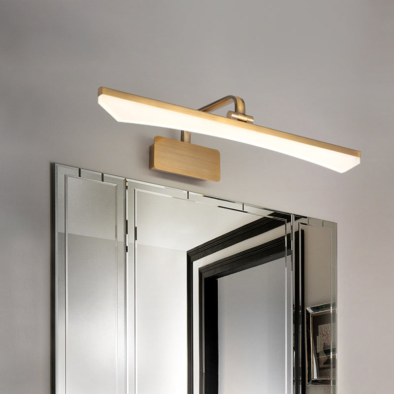 Modernist Slim Vanity Lamp Metal LED Bathroom Wall Mounted Lighting in Gold, Warm/White Light Gold Clearhalo 'Modern wall lights' 'Modern' 'Vanity Lights' 'Wall Lights' Lighting' 1867721