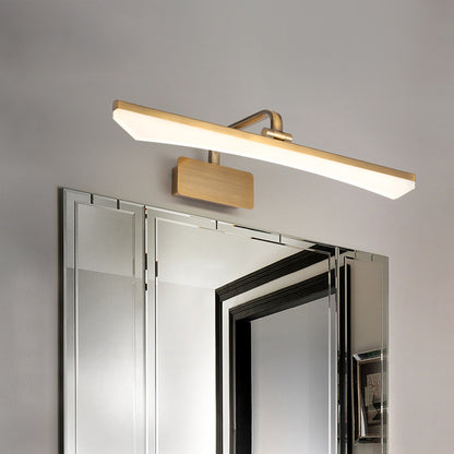 Modernist Slim Vanity Lamp Metal LED Bathroom Wall Mounted Lighting in Gold, Warm/White Light Gold Clearhalo 'Modern wall lights' 'Modern' 'Vanity Lights' 'Wall Lights' Lighting' 1867721