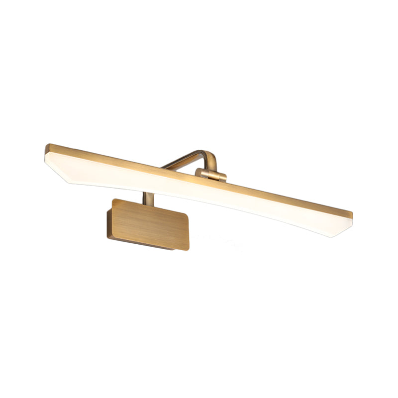 Modernist Slim Vanity Lamp Metal LED Bathroom Wall Mounted Lighting in Gold, Warm/White Light Clearhalo 'Modern wall lights' 'Modern' 'Vanity Lights' 'Wall Lights' Lighting' 1867722