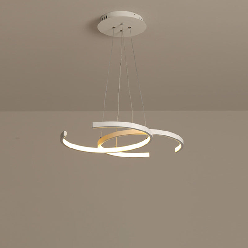 Black/White 2 C-Frame Chandelier Lamp Modernism LED Metallic Down Lighting Pendant in Warm/White Light Clearhalo 'Ceiling Lights' 'Chandeliers' 'Modern Chandeliers' 'Modern' Lighting' 1867730