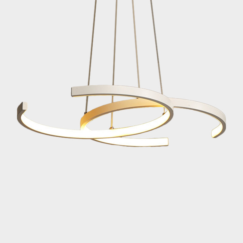 Black/White 2 C-Frame Chandelier Lamp Modernism LED Metallic Down Lighting Pendant in Warm/White Light Clearhalo 'Ceiling Lights' 'Chandeliers' 'Modern Chandeliers' 'Modern' Lighting' 1867732