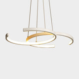 Black/White 2 C-Frame Chandelier Lamp Modernism LED Metallic Down Lighting Pendant in Warm/White Light Clearhalo 'Ceiling Lights' 'Chandeliers' 'Modern Chandeliers' 'Modern' Lighting' 1867732