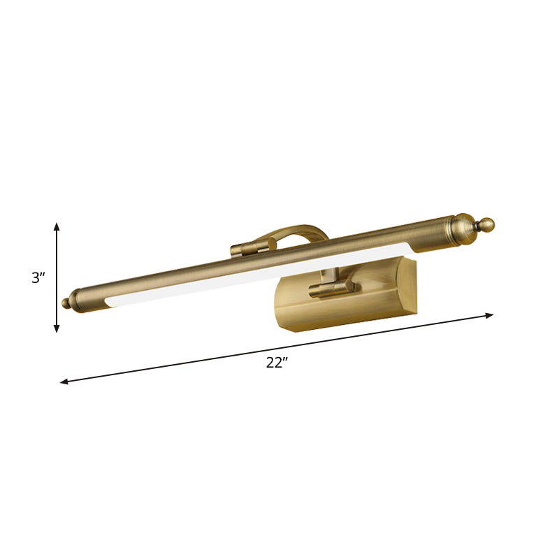 Straight Mirror Cabinet Vanity Lamp Metallic LED Modernism Wall Mounted Light Fixture in Brass Clearhalo 'Cast Iron' 'Glass' 'Industrial' 'Modern wall lights' 'Modern' 'Tiffany' 'Traditional wall lights' 'Vanity Lights' 'Wall Lights' Lighting' 1867752