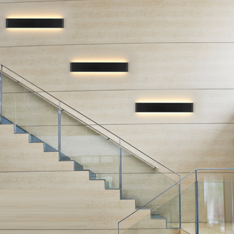 Great Room LED Wall Lamp Modernism Black/White Sconce Light Fixture with Rectangular Metal Shade Clearhalo 'Cast Iron' 'Glass' 'Industrial' 'Modern wall lights' 'Modern' 'Tiffany' 'Traditional wall lights' 'Wall Lamps & Sconces' 'Wall Lights' Lighting' 1867754