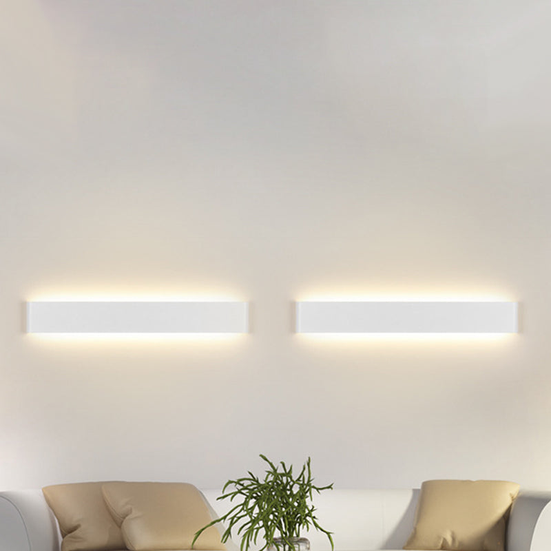 Great Room LED Wall Lamp Modernism Black/White Sconce Light Fixture with Rectangular Metal Shade Clearhalo 'Cast Iron' 'Glass' 'Industrial' 'Modern wall lights' 'Modern' 'Tiffany' 'Traditional wall lights' 'Wall Lamps & Sconces' 'Wall Lights' Lighting' 1867758