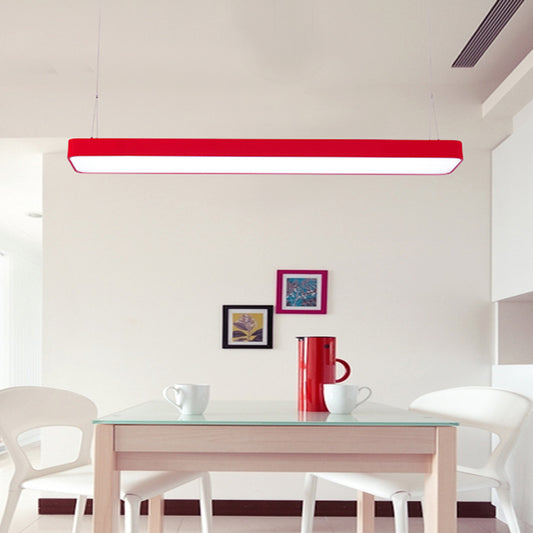 Kids LED Island Lighting Idea with Acrylic Shade Red Rectangular Pendant Light Fixture Red Clearhalo 'Ceiling Lights' 'Island Lights' Lighting' 1867761