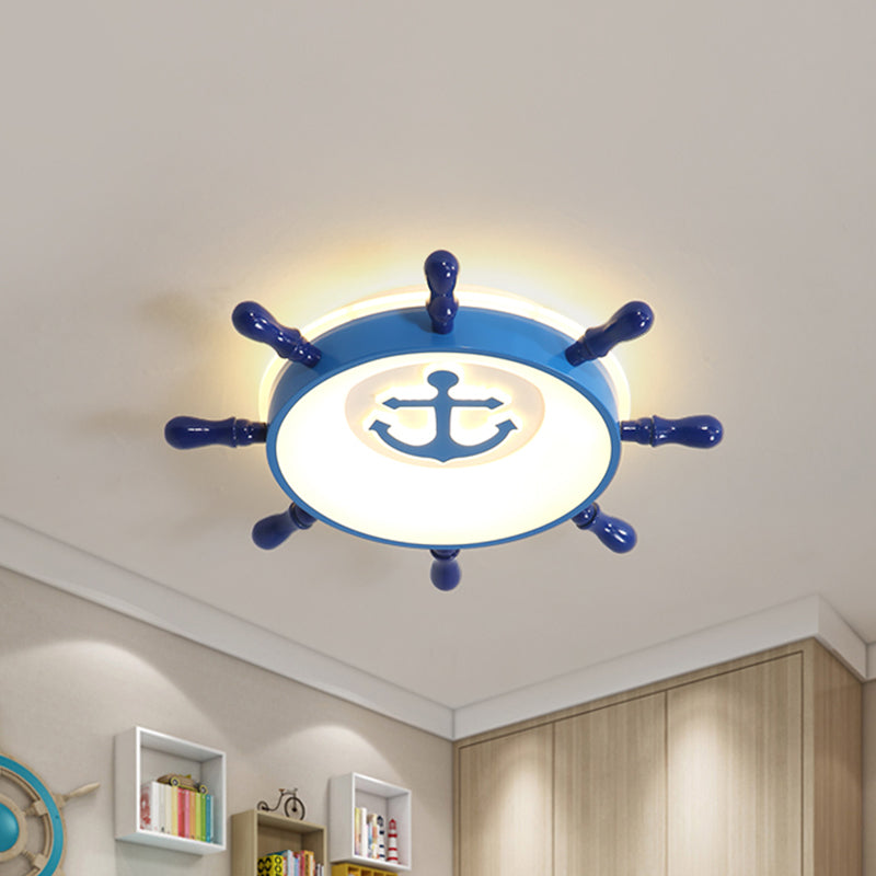 Kids Rudder LED Flush Mount Lamp Acrylic Nursery Room Ceiling Light Fixture in Blue in Warm/White Light, 21.5"/25.5" W Clearhalo 'Ceiling Lights' 'Close To Ceiling Lights' 'Close to ceiling' 'Flush mount' Lighting' 1867766