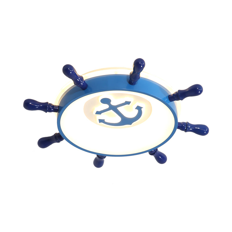 Kids Rudder LED Flush Mount Lamp Acrylic Nursery Room Ceiling Light Fixture in Blue in Warm/White Light, 21.5"/25.5" W Clearhalo 'Ceiling Lights' 'Close To Ceiling Lights' 'Close to ceiling' 'Flush mount' Lighting' 1867767