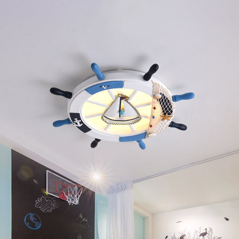 Metallic Rudder Flushmount Lighting Kids LED Close to Ceiling Lamp in Blue with Acrylic Shade Clearhalo 'Ceiling Lights' 'Close To Ceiling Lights' 'Close to ceiling' 'Flush mount' Lighting' 1867771