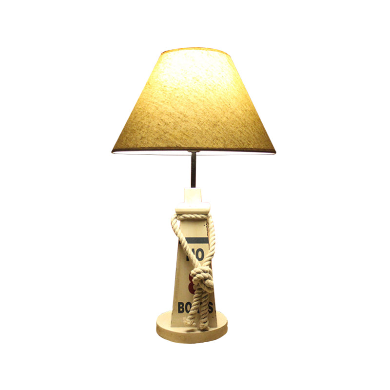 Trapezoid Base Night Light Children Resin 1 Head Red/White Table Lamp with Barrel White Fabric Shade Clearhalo 'Lamps' 'Table Lamps' Lighting' 1867775