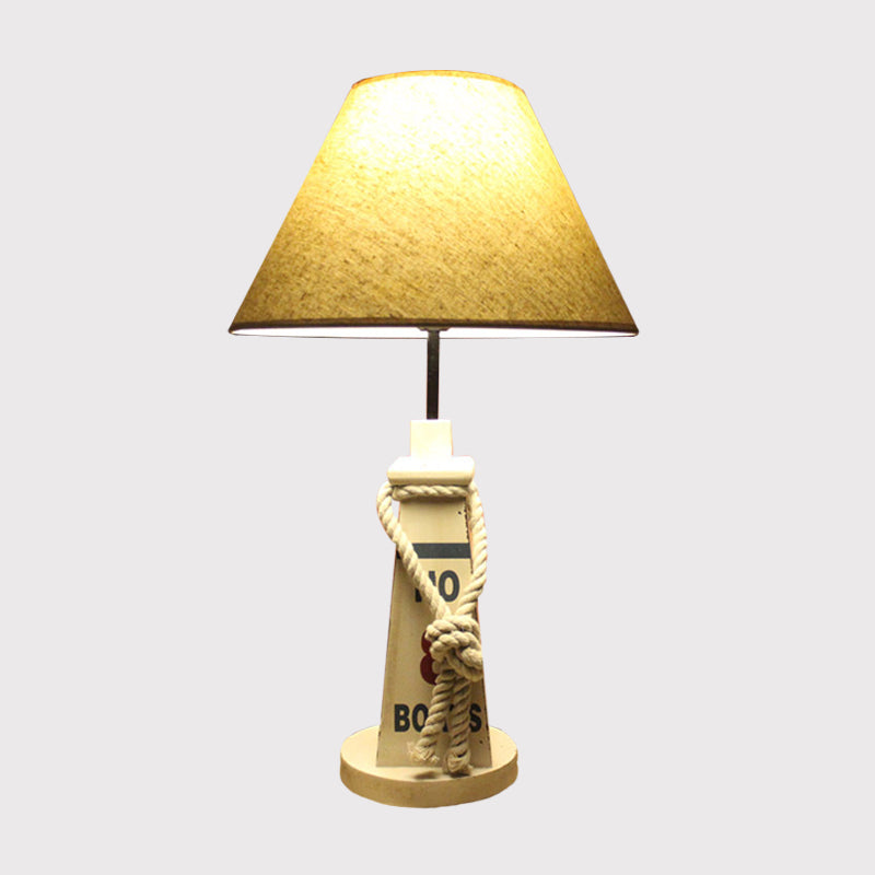 Trapezoid Base Night Light Children Resin 1 Head Red/White Table Lamp with Barrel White Fabric Shade Clearhalo 'Lamps' 'Table Lamps' Lighting' 1867776