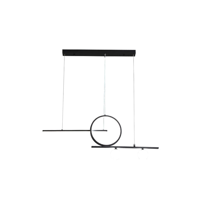 Bar and Circle Suspension Light Modernist Metal Dining Room LED Island Lighting Ideas in Black/White Clearhalo 'Ceiling Lights' 'Island Lights' Lighting' 1867870