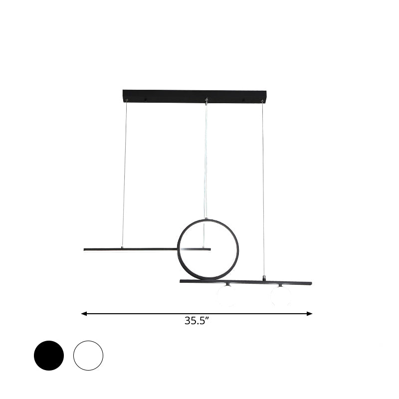 Bar and Circle Suspension Light Modernist Metal Dining Room LED Island Lighting Ideas in Black/White Clearhalo 'Ceiling Lights' 'Island Lights' Lighting' 1867872