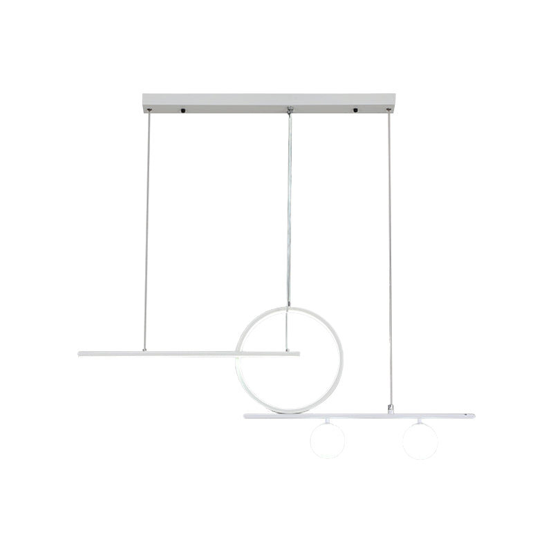 Bar and Circle Suspension Light Modernist Metal Dining Room LED Island Lighting Ideas in Black/White Clearhalo 'Ceiling Lights' 'Island Lights' Lighting' 1867876