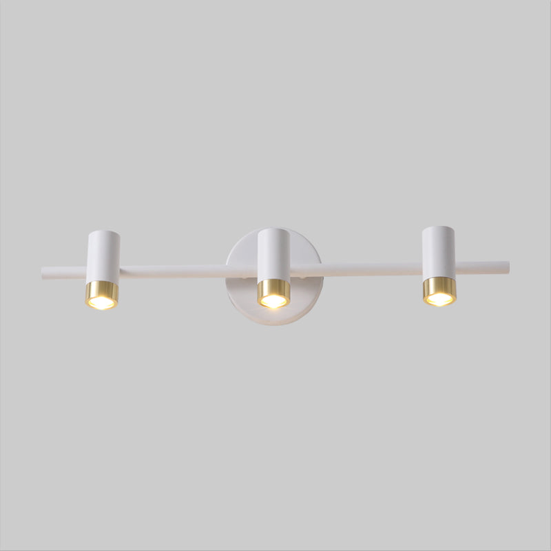 3-Arm Wall Mounted Light Fixture Minimalism Metallic 3 Heads Bathroom Vanity Lamp in White Clearhalo 'Cast Iron' 'Glass' 'Industrial' 'Modern wall lights' 'Modern' 'Tiffany' 'Traditional wall lights' 'Vanity Lights' 'Wall Lights' Lighting' 1867972