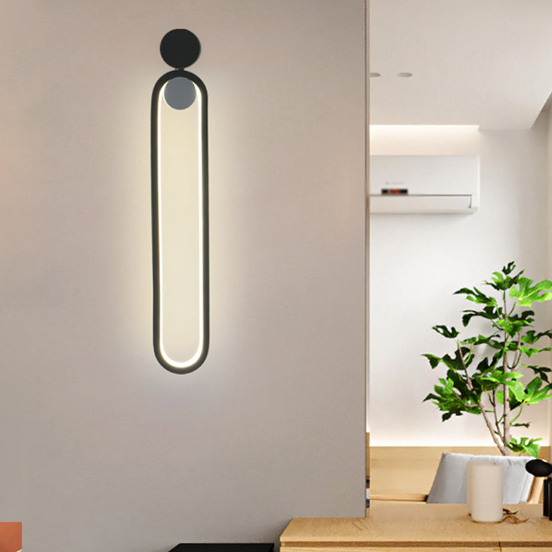 Elliptical Ring Study Room Wall Lighting Metallic LED Contemporary Wall Mounted Light Fixture in Black Black Clearhalo 'Cast Iron' 'Glass' 'Industrial' 'Modern wall lights' 'Modern' 'Tiffany' 'Traditional wall lights' 'Wall Lamps & Sconces' 'Wall Lights' Lighting' 1867974