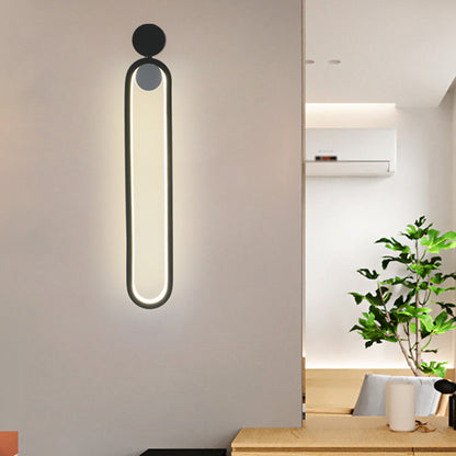 Elliptical Ring Study Room Wall Lighting Metallic LED Contemporary Wall Mounted Light Fixture in Black Black Clearhalo 'Cast Iron' 'Glass' 'Industrial' 'Modern wall lights' 'Modern' 'Tiffany' 'Traditional wall lights' 'Wall Lamps & Sconces' 'Wall Lights' Lighting' 1867974