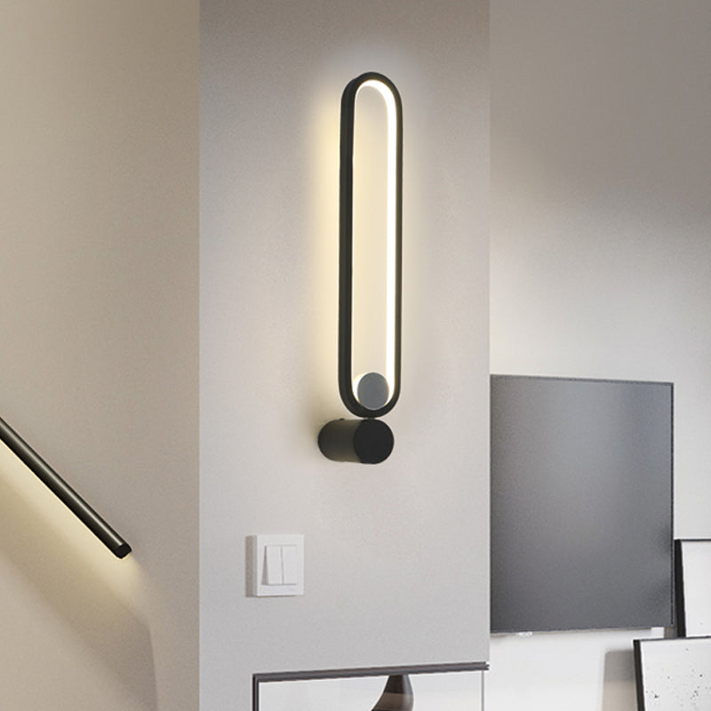 Elliptical Ring Study Room Wall Lighting Metallic LED Contemporary Wall Mounted Light Fixture in Black Clearhalo 'Cast Iron' 'Glass' 'Industrial' 'Modern wall lights' 'Modern' 'Tiffany' 'Traditional wall lights' 'Wall Lamps & Sconces' 'Wall Lights' Lighting' 1867975